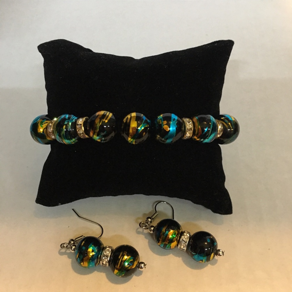 2pc. Elastic Bracelet and Earrings Set